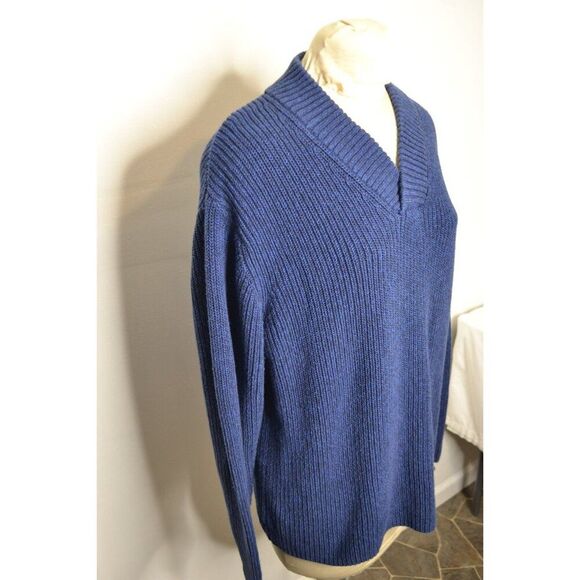 Cabela's Woman's Large Blue Cable Knit Pullover V-Neck Sweater - Picture 5 of 13